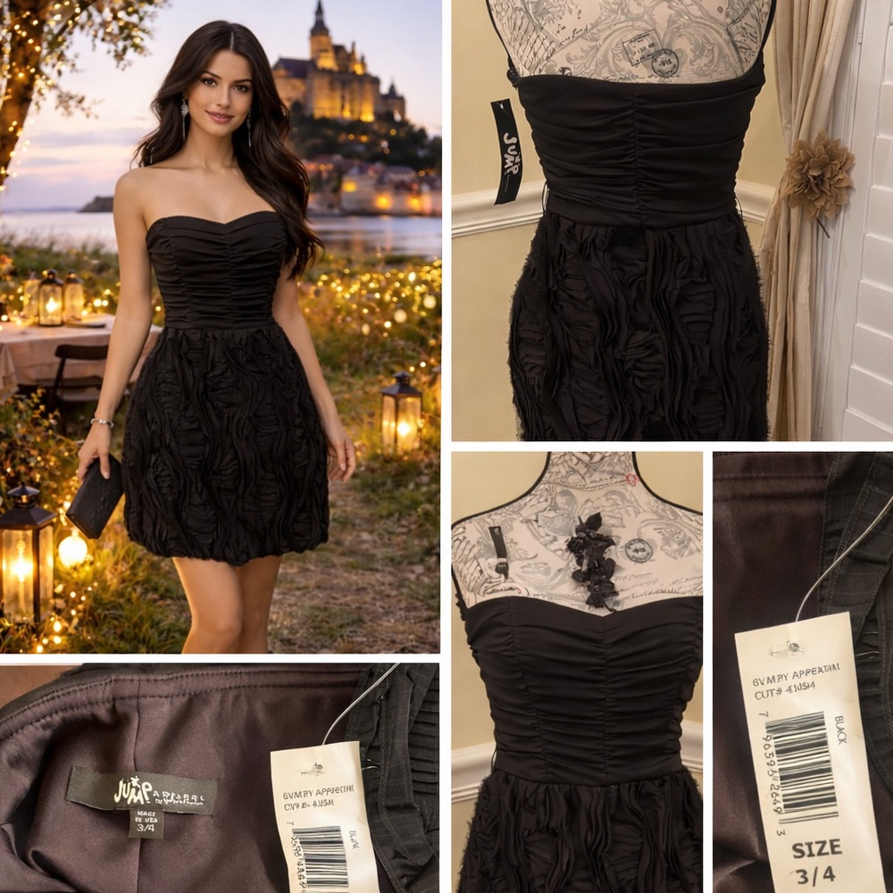 Jump Apparel Black Strapless Cocktail Dress NWT Size 3/4 LBD Party